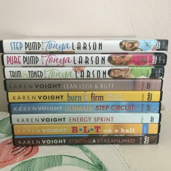 Bundle of 9 Karen Voight Tonya Larson Exercise Fitness Workout DVDs - Picture 2 of 2